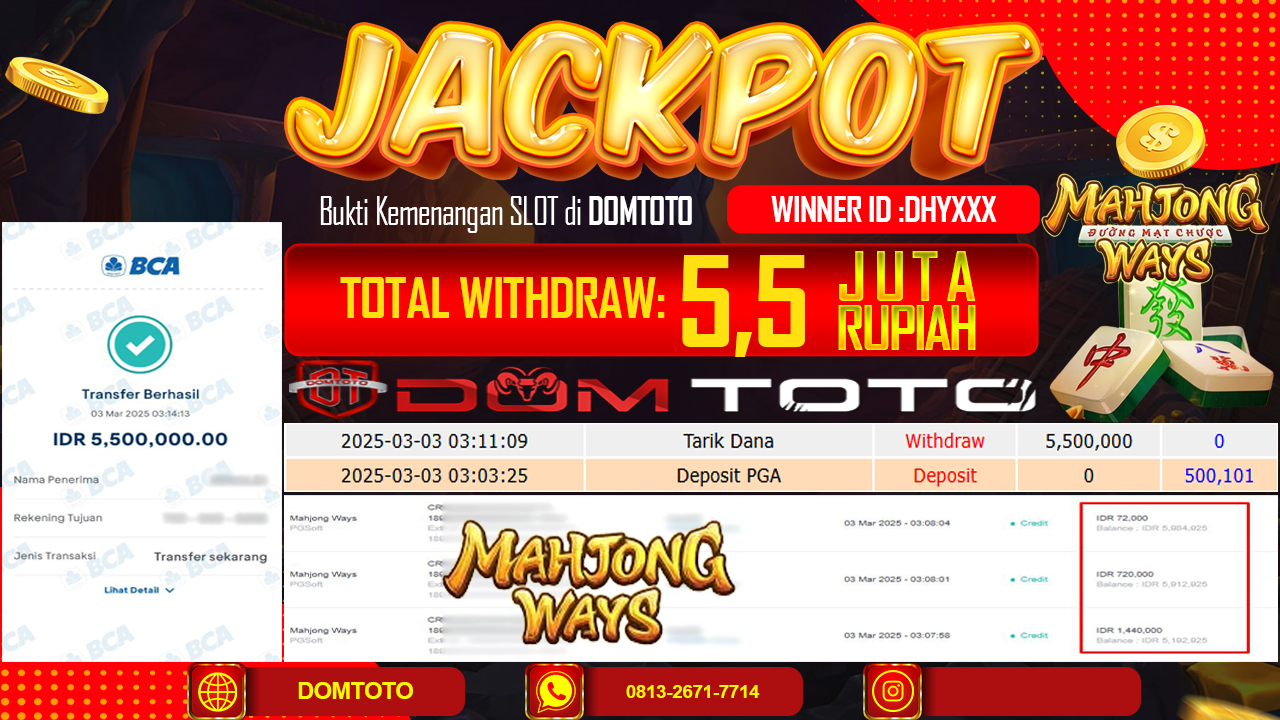 JACKPOT SLOT MAHJONG WAYS 3 MARET 2025